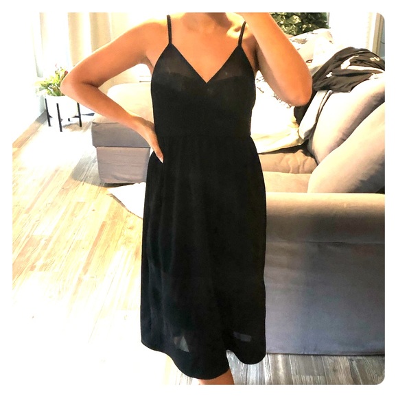 black sheer midi dress